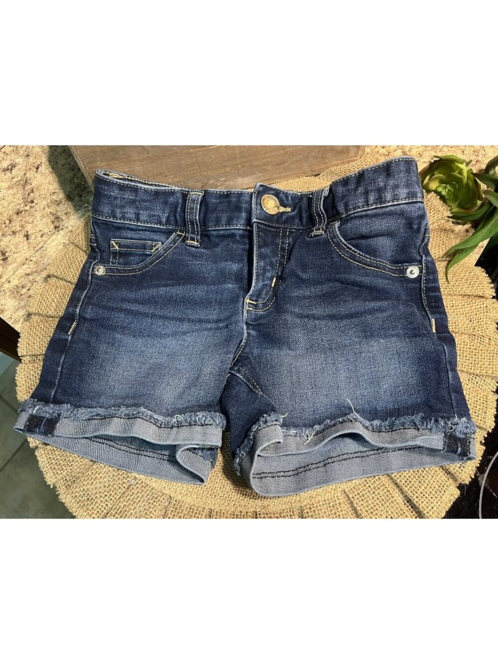 Justice Girls Blue Jean Denim Short Sz 8 Youth Girls Shorts Dark Wash U7-60